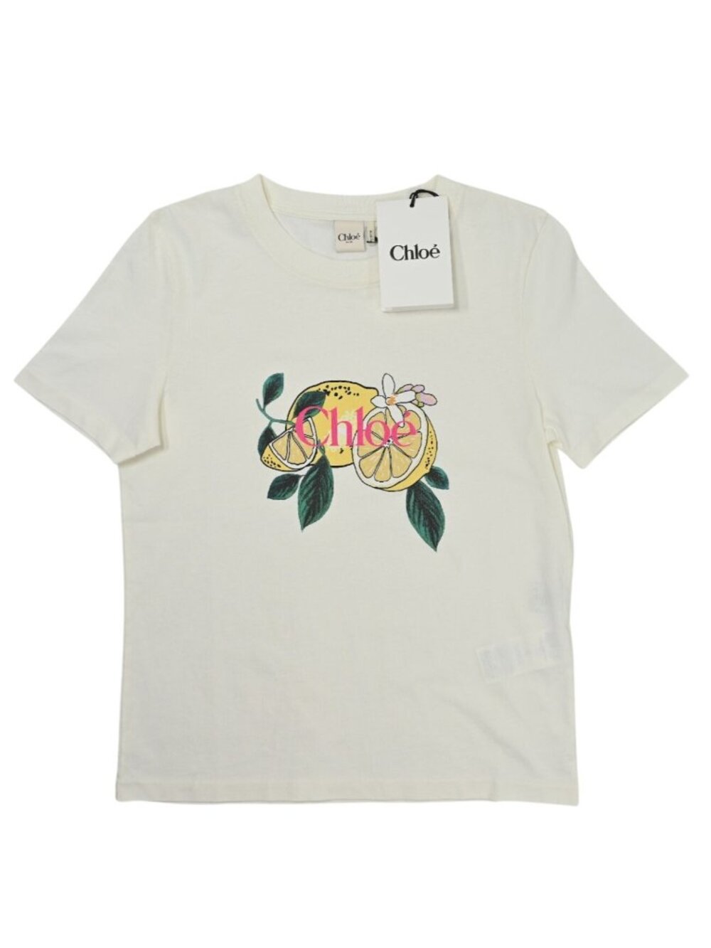 Chloe Crew-Neck Logo T-Shirt in Cotton Jersey Iconic Milk